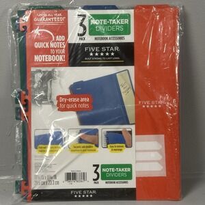 Five Star 3pk Note-Taker Dividers:11 1/4 X 9.3/16"-Dry Erase Area For Quick Note